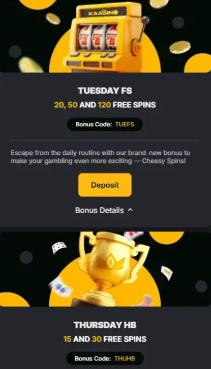 Bonuses at Kaasino